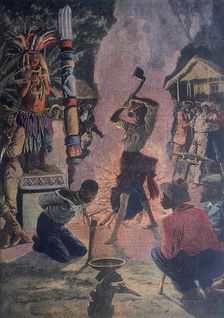 Human sacrifice, Lafayette, Louisiana, USA, 1912. Artist: Anon