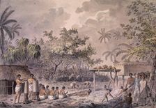 Human sacrifices at Otaheite (Tahiti), c1777-c1779. Creator: John Webber
