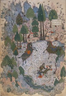 Humay recognising Humayun, 1396. Creator: Junaid of Baghdad