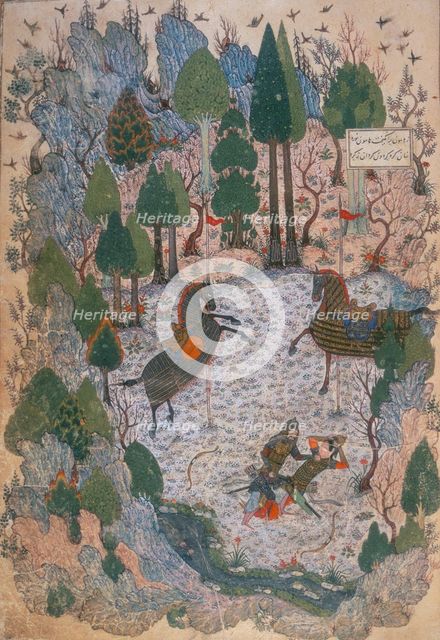 Humay recognising Humayun, 1396. Creator: Junaid of Baghdad.