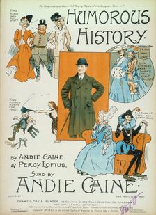 Humorous History'; cartoons on cover of book of sheet music, 1906. Creator: Sidney Kent