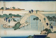 Humpback Bridge by the Kameido Tenjin Bridge between 1827 and 1830. Artist: Hokusai