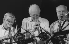 Humphrey Lyttelton and Pete Strange, Brecon Jazz Festival, 1998. Creator: Brian Foskett