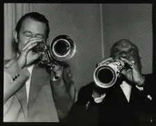 Humphrey Lyttelton and Sidney Bechet at Colston Hall, Bristol, 1956. Creator: Denis Williams