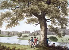 Humphry Repton surveying with a theodolite, late 18th-early19th century. Creator: Unknown