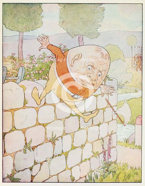 Humpty Dumpty had a great fall, from A Nursery Rhyme Picture Book, pub. 1914. Creator: Leonard Leslie Brooke (1862 - 1940).