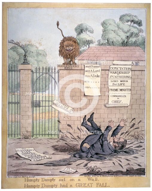 'Humpty Dumpty sat on a Wall...', 1821. Artist: Richard Dighton