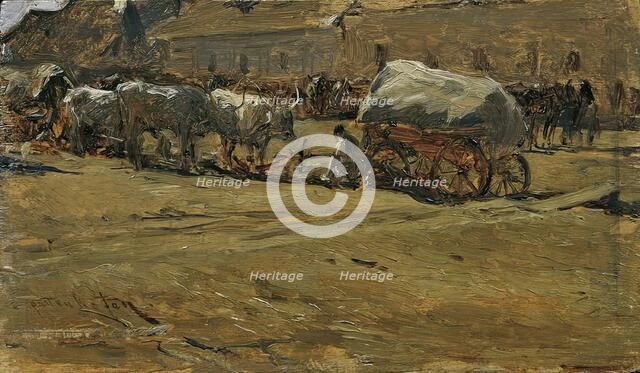 Hungarian ox teams, 1874. Creator: August von Pettenkofen.