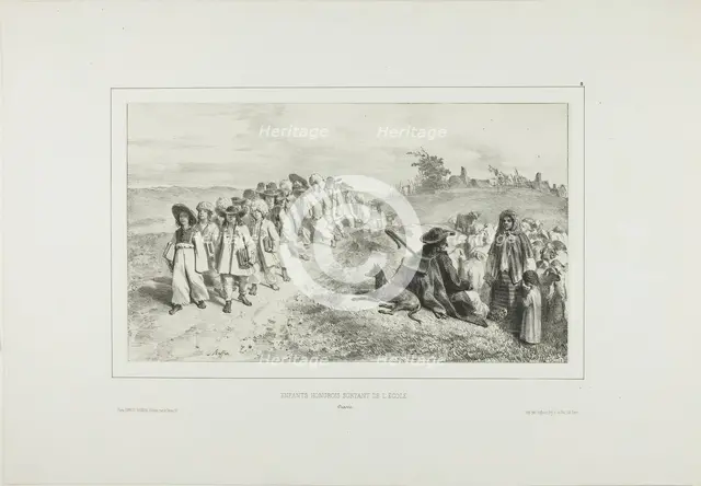 Hungarian Children Going to School, 1838. Creator: Auguste Raffet.