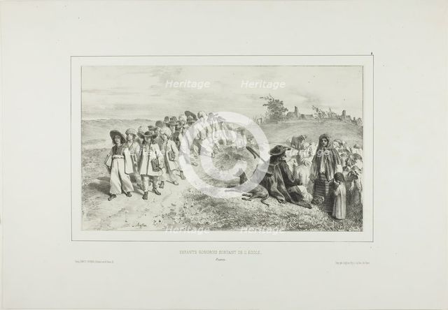 Hungarian Children Going to School, 1838. Creator: Auguste Raffet.
