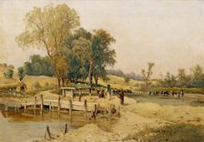 Hungarian landscape with cattle trough, 1884. Creator: Theodor von Hormann