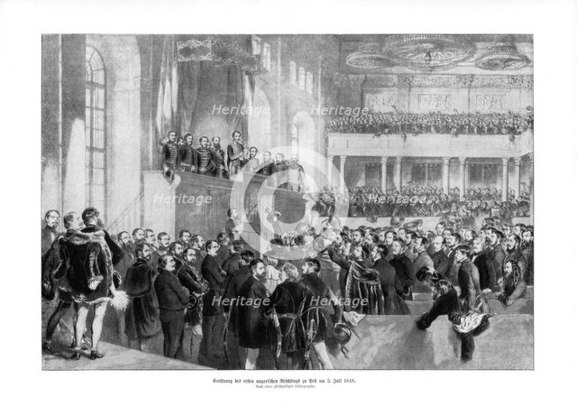 Hungarian parliament, (5th July 1848), 1900.Artist: Paul Burde
