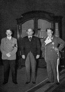 Hungarian Prime Minister Gyula Gömbös visiting the Chancellery, Berlin, Germany, 1936