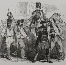 Hungarian Revolution of 1848 (15 March 1848-4 October 1849): A recruitment in Hungary, 1856. Creator: Henri Theophile Hildibrand