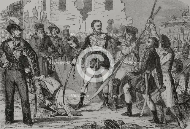 Hungarian Revolution of 1848, (1848-1849): Death of General Hentzi on 21 May, 1849, (1856). Creator: Auguste Trichon.