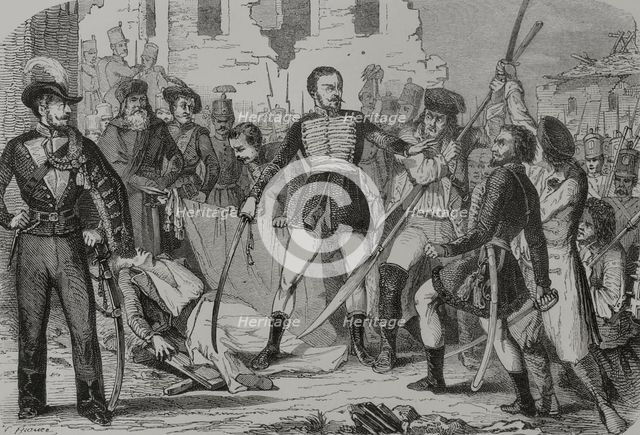 Hungarian Revolution of 1848, (1848-1849): Death of General Hentzi on 21 May, 1849, (1856). Creator: Auguste Trichon.