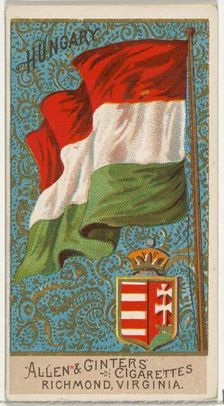 Hungary, from Flags of All Nations, Series 2 (N10) for Allen & Ginter Cigarettes Brands, 1890. Creator: Allen & Ginter
