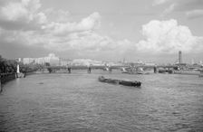 Hungerford Bridge and the River Thames, London, c1945-1965. Artist: SW Rawlings