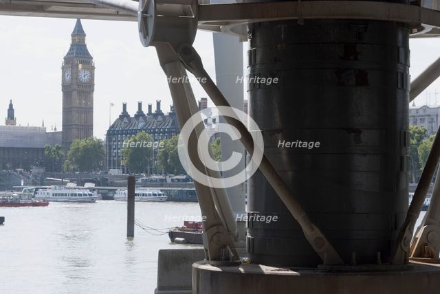 Hungerford Bridge, River Thames, London, England, UK, 3/9/10. Creator: Ethel Davies.