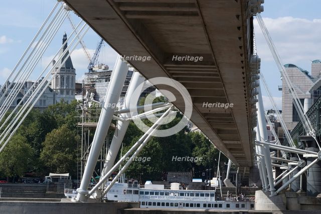 Hungerford Bridge, River Thames, London, England, UK, 3/9/10. Creator: Ethel Davies.