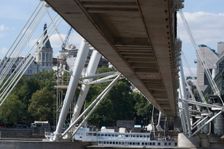Hungerford Bridge, River Thames, London, England, UK, 3/9/10. Creator: Ethel Davies