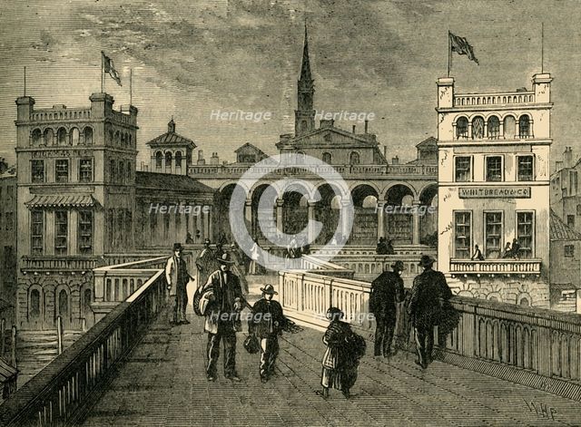 'Hungerford Market, from the Bridge, in 1850', (1881). Creator: Unknown.