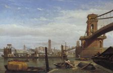 Hungerford Pier and Footbridge c1850. Artist: Anon