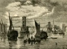 Hungerford Suspension Bridge, 1850 (1881). Creator: Unknown