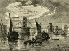 Hungerford Suspension Bridge, 1850 (1881). Creator: Unknown