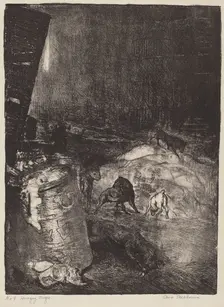 Hungry Dogs, second stone, 1916. Creator: George Wesley Bellows