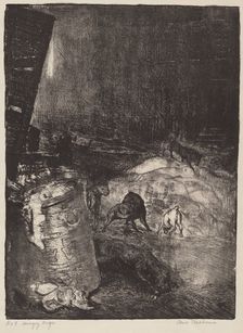 Hungry Dogs, second stone, 1916. Creator: George Wesley Bellows