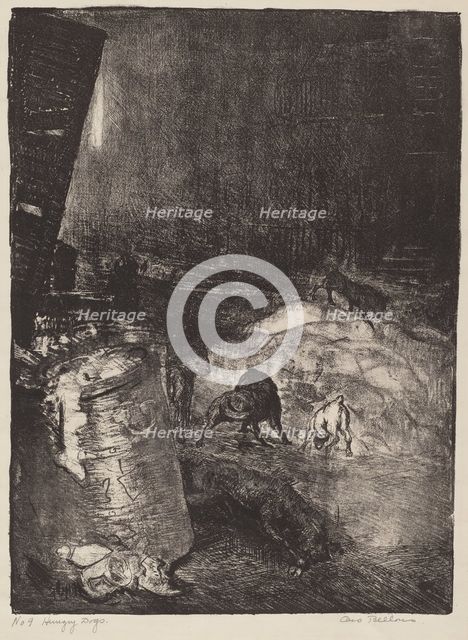 Hungry Dogs, second stone, 1916. Creator: George Wesley Bellows.