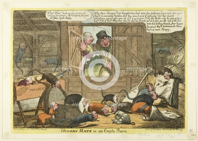 Hungry Rats in an Empty Barn, published March 1806. Creator: Charles Williams.
