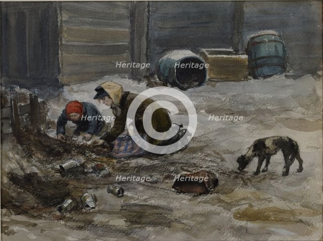 Hungry years in Petrograd (Drawn from nature), 1919.