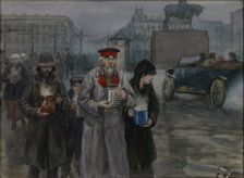 Hungry years in Petrograd. Return from a communal soup kitchen, 1919