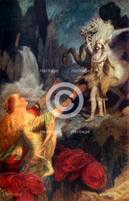 'Hundingsbane's Return to Valhal', 1912. Creator: Ernest Charles Wallcousins.