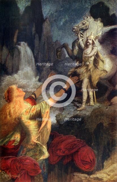 'Hundingsbane's Return to Valhal', 1912. Creator: Ernest Charles Wallcousins.