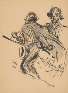 Hunter and figure, 1st half 20th century. Creator: Arnold Peter Weisz-Kubincan