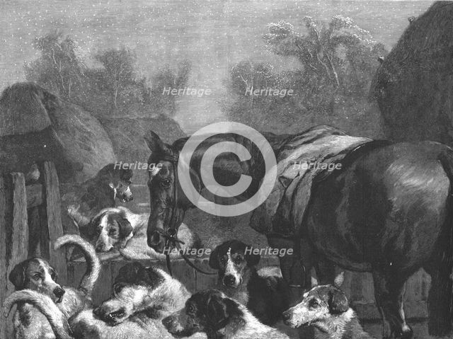 ''"Hunter and Hounds" after Sir Edwin Landseer, R.A. Creator: Unknown.
