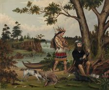 Hunter and Indian Guide, 1869. Creator: C. L. Woodhouse (American)