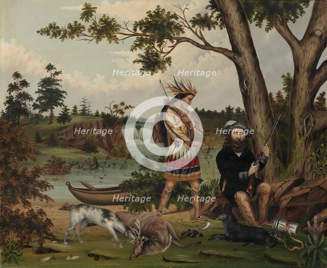 Hunter and Indian Guide, 1869. Creator: C. L. Woodhouse (American).