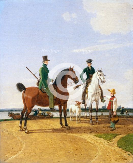 Hunter and Lord at the River Isar with View of Munich, 1823. Creator: Wilhelm von Kobell (German, 1766-1853).