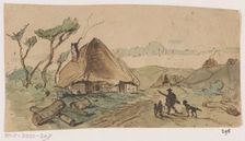 Hunter between houses, 1840-1880. Creator: Johannes Tavenraat