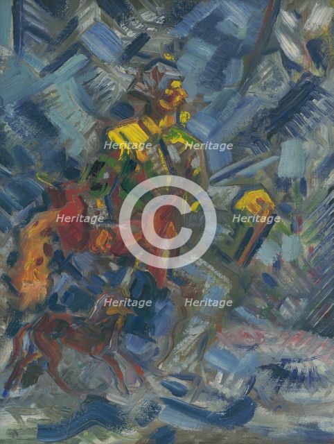Hunter in a Blue Forest, 1940. Creator: Arnold Peter Weisz-Kubincan.