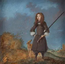 Hunter (Karl XI?) with his dog, 1675-1724. Creator: David von Krafft