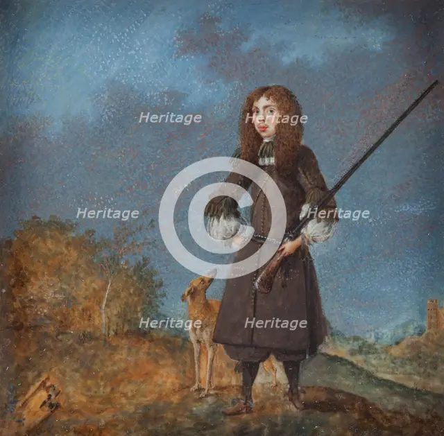 Hunter (Karl XI?) with his dog, 1675-1724. Creator: David von Krafft.