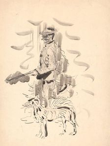 Hunter with dog, 1930s. Creator: Arnold Peter Weisz-Kubincan