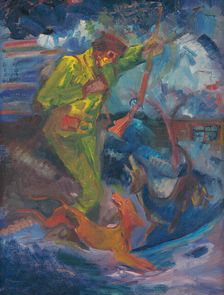 Hunter with Dogs, 1940-1944. Creator: Arnold Peter Weisz-Kubincan