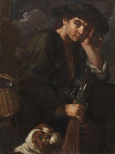 Hunter with his Gun and Dog. (Allegory of "Air"), 1639-1687. Creator: Bernhard Keil