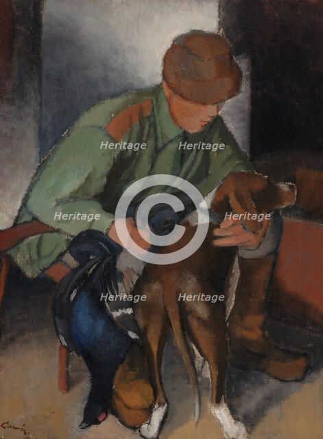 Hunter with His Hound, 1920-1930. Creator: Alvar Cawén.